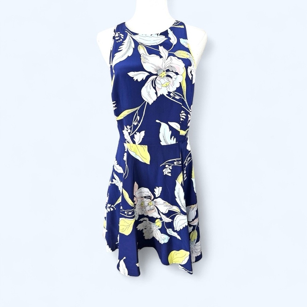 Yumi Kim size‎ med Blue,yellow & White floral silk Halter slip Mini dress